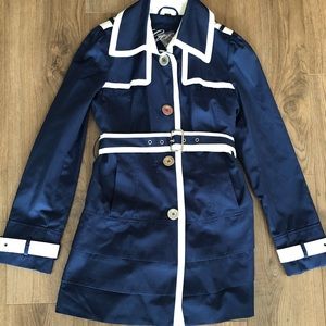 Guess Trench Coat Navy with white piping.